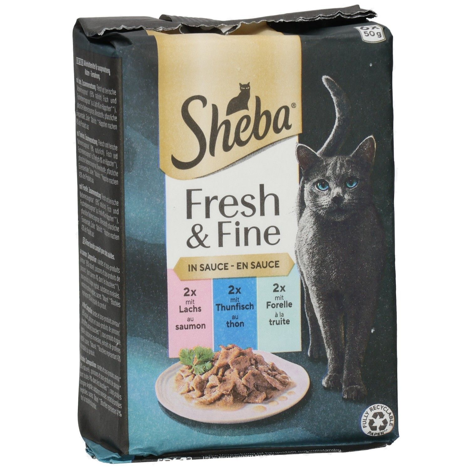 SHEBA® Fresh & Fine in Sauce mit Lachs und Thunfisch