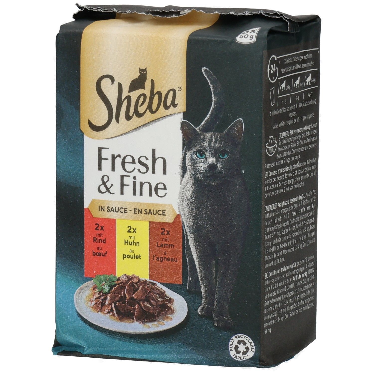 SHEBA® Fresh & Fine in Sauce mit Rind und Huhn