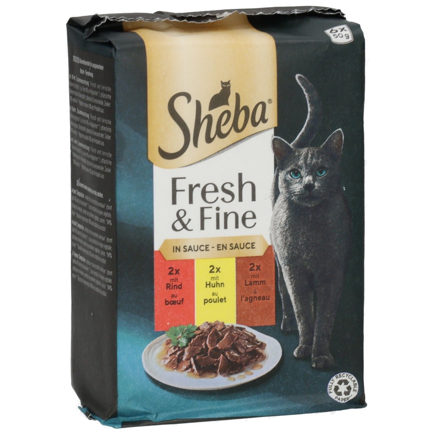 SHEBA® Fresh & Fine in Sauce mit Rind und Huhn