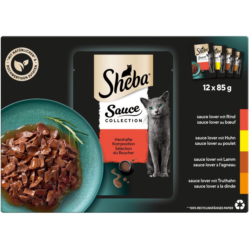 Sheba Frischbeutel 85g 12 Pack Sauce Collection Herzhafte Komposition