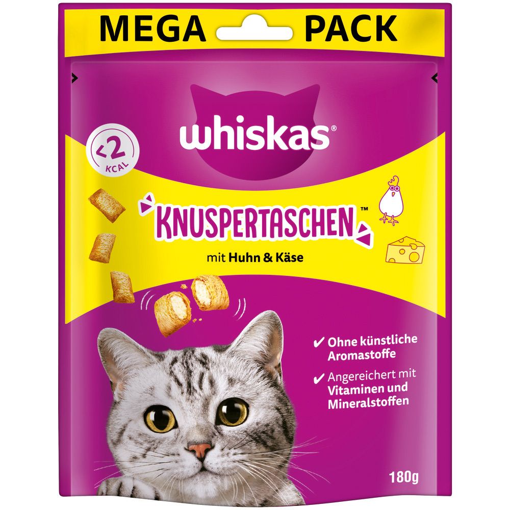 Whiskas Snacks Knuspertaschen Megapack mit Huhn und Käse