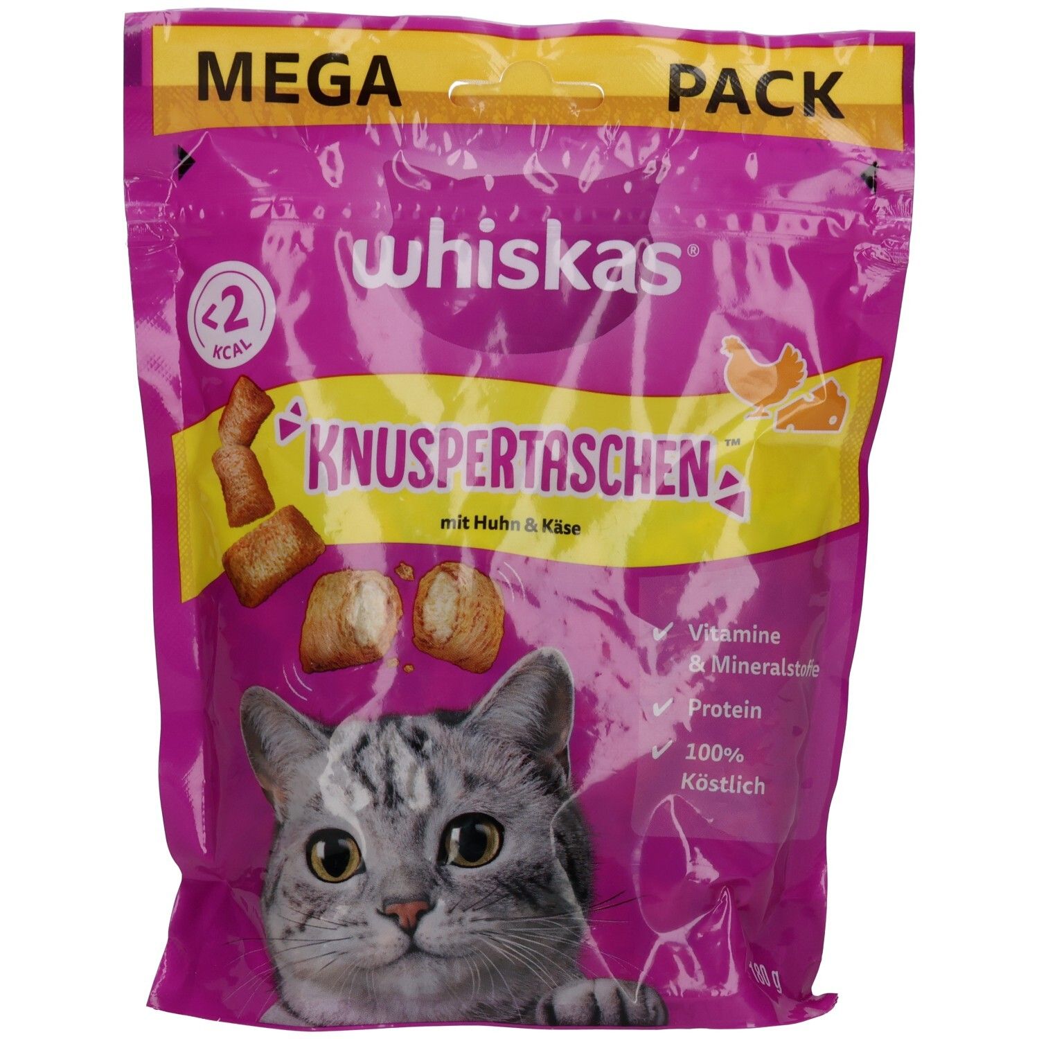 Whiskas Snacks Knuspertaschen Megapack mit Huhn und Käse