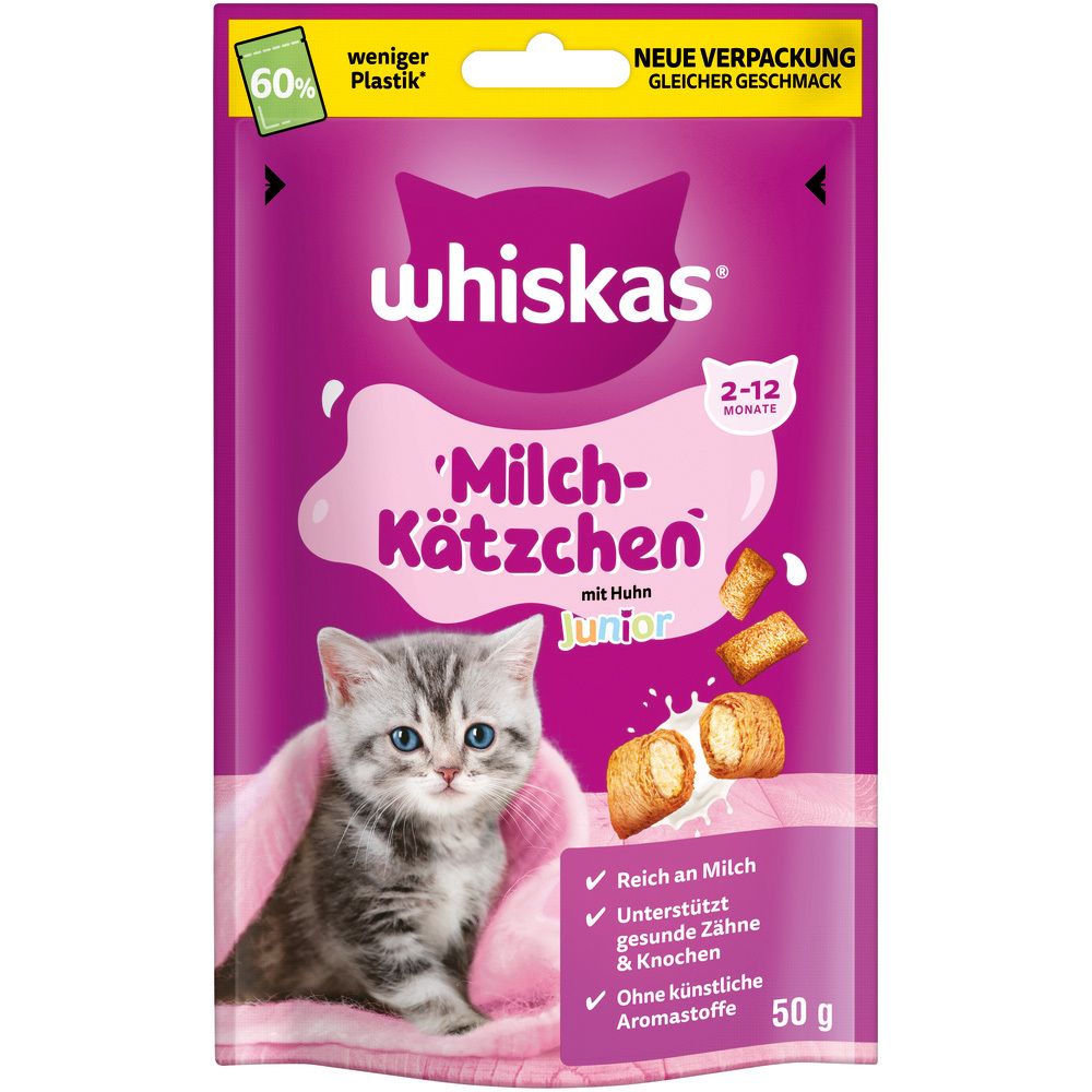Whiskas Snacks Milch-Kätzchen Portionsbeutel Junior Huhn