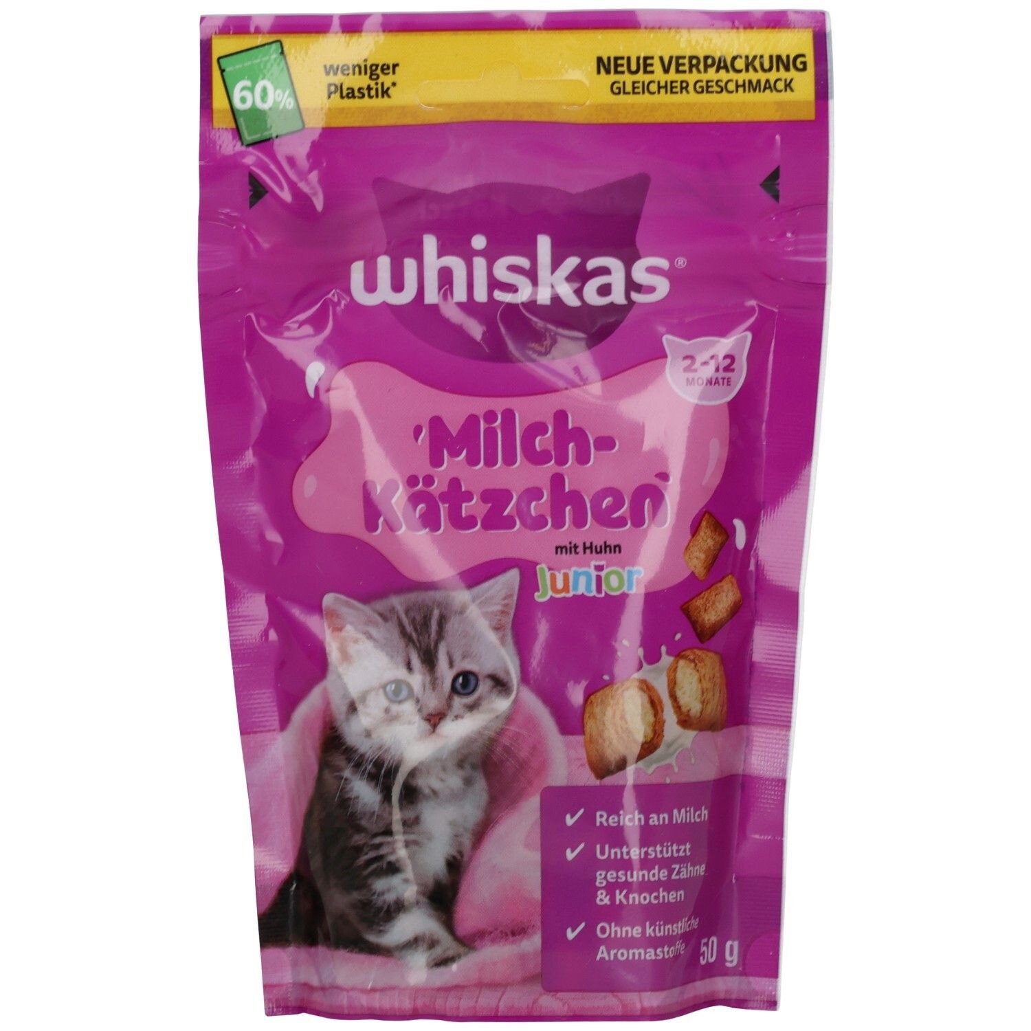 Whiskas Snacks Milch-Kätzchen Portionsbeutel Junior Huhn