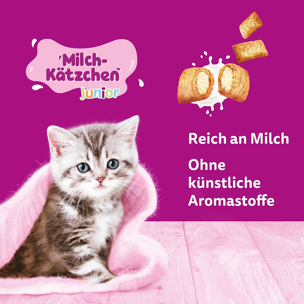Kätzchen in rosa Decke, Milch-Kätzchen Junior Leckerlis mit Milchkern.