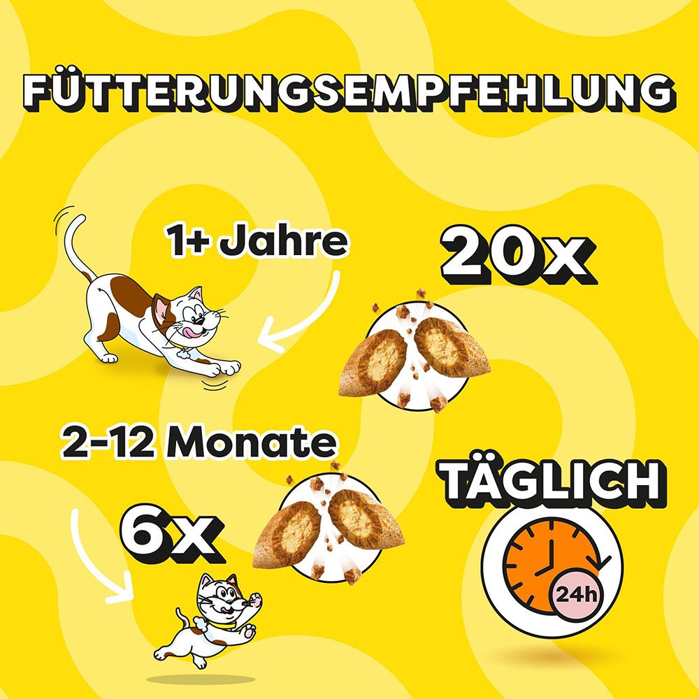 Fütterungsempfehlung: 1+ Jahre 20x täglich, 2-12 Monate 6x täglich. Knusprige Snacks.