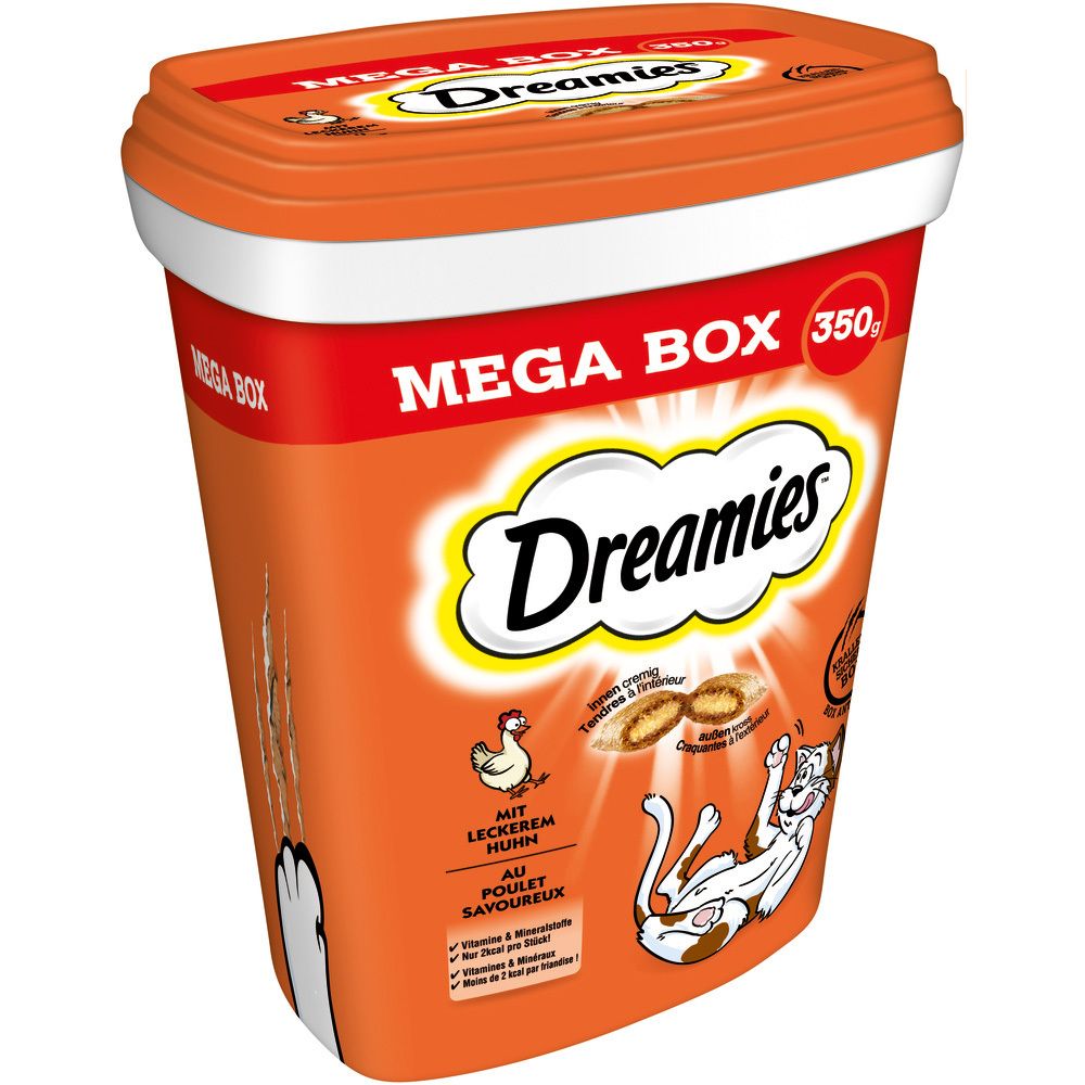 Dreamies Katzenleckerlis, hergestellt mit natürlichen Zutaten.