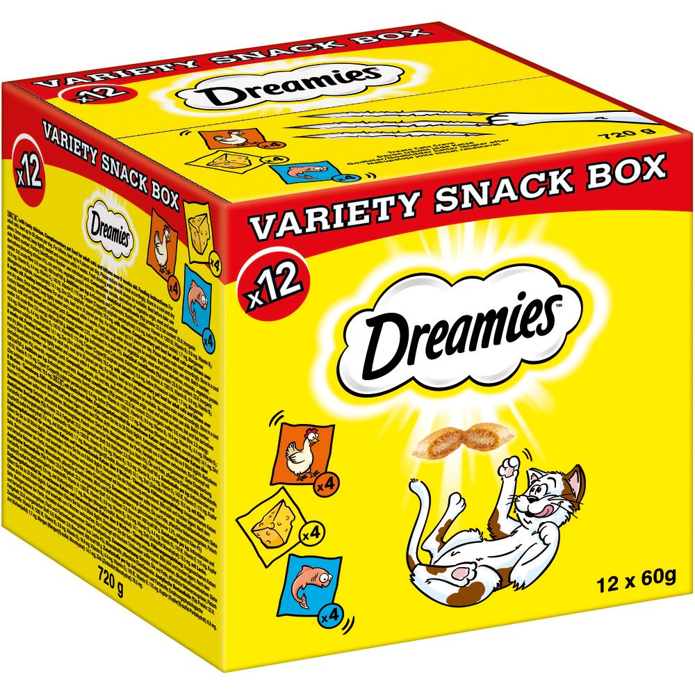 Dreamies Katzensnacks Mixbox (Huhn, Käse, Lachs) 12x60 g