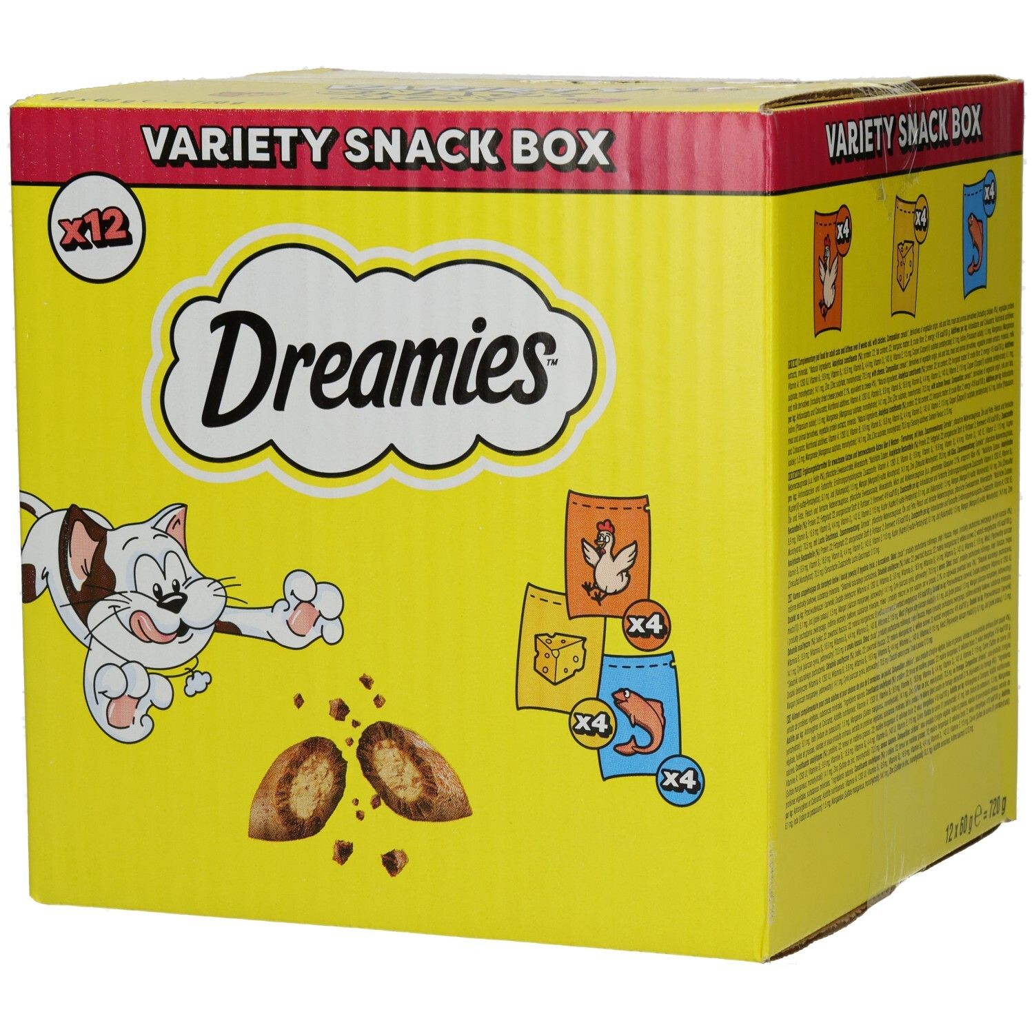 Dreamies Katzensnacks Mixbox (Huhn, Käse, Lachs) 12x60 g