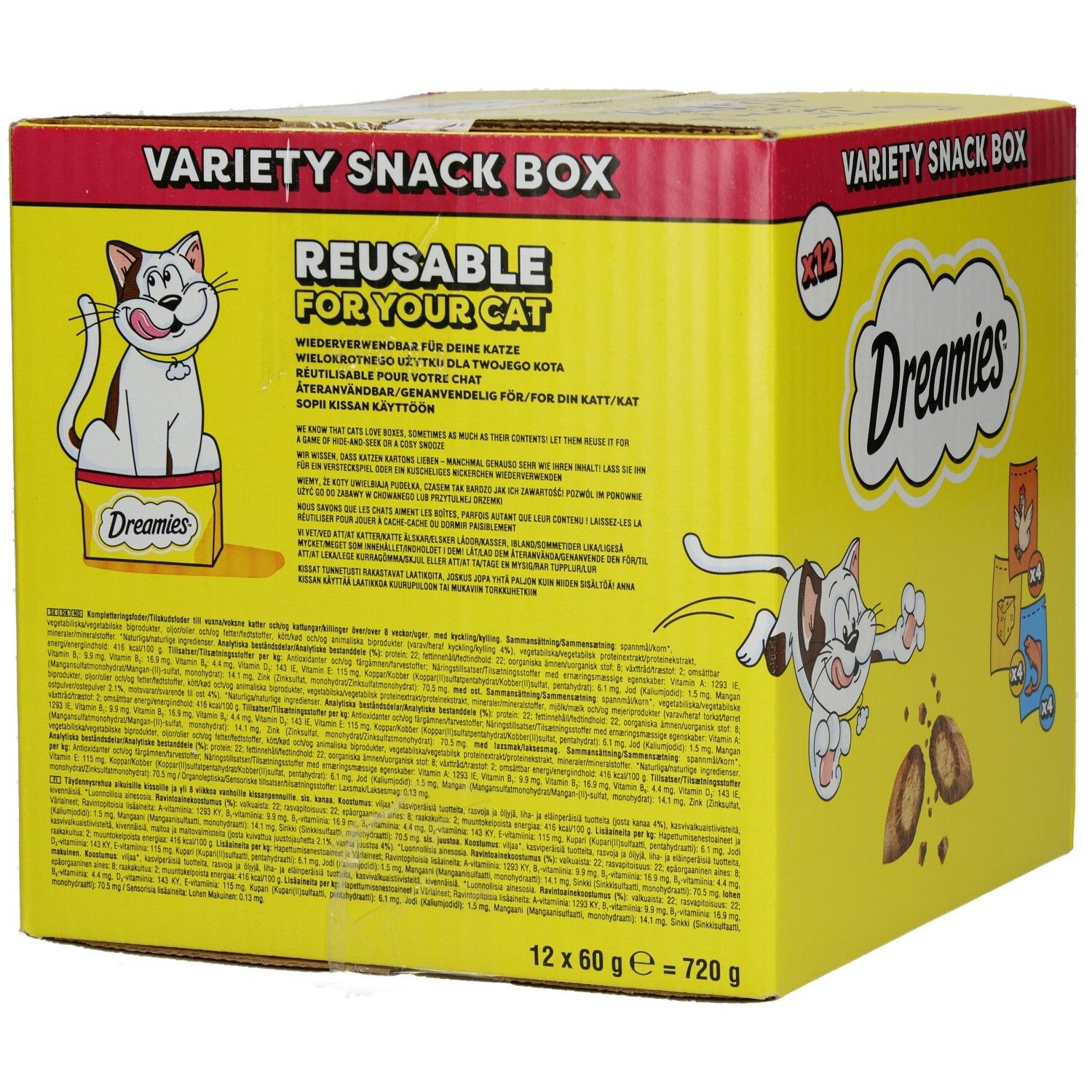 Dreamies Katzensnacks Mixbox (Huhn, Käse, Lachs) 12x60 g