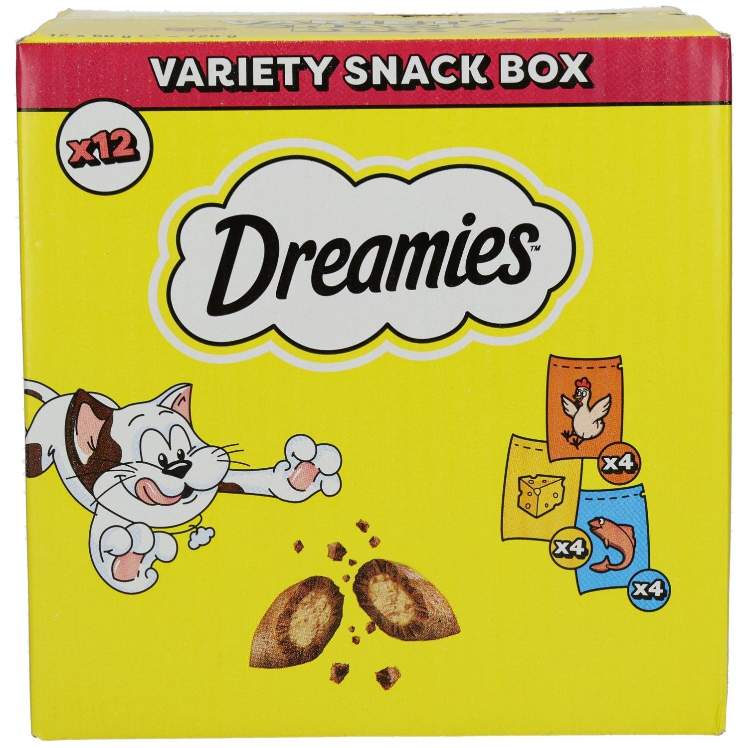 Dreamies Katzensnacks Mixbox (Huhn, Käse, Lachs) 12x60 g