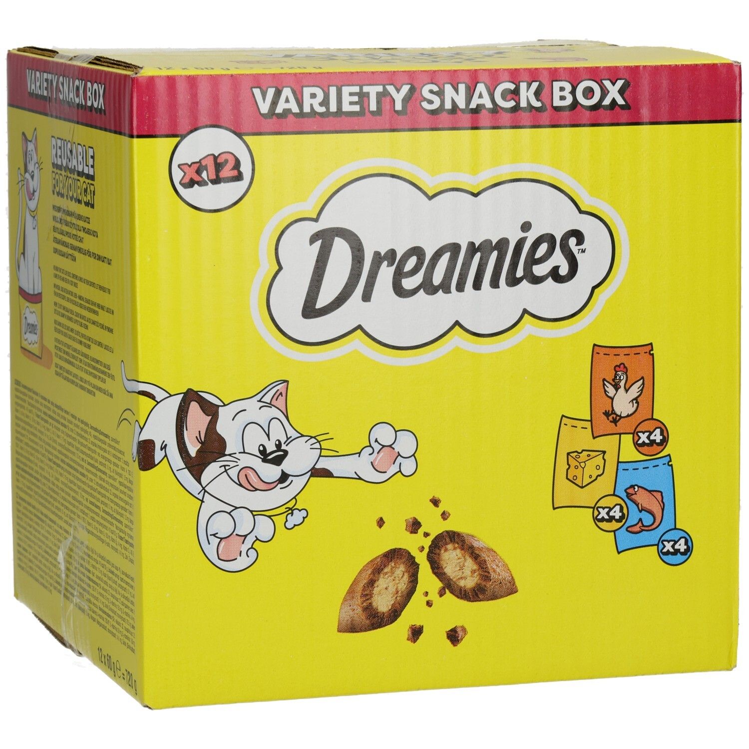 Dreamies Katzensnacks Mixbox (Huhn, Käse, Lachs) 12x60 g