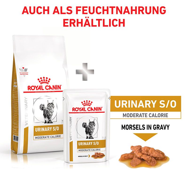 Royal Canin Urinary S/O Moderate Calorie Trocken- und Feuchtfutter für Katzen.