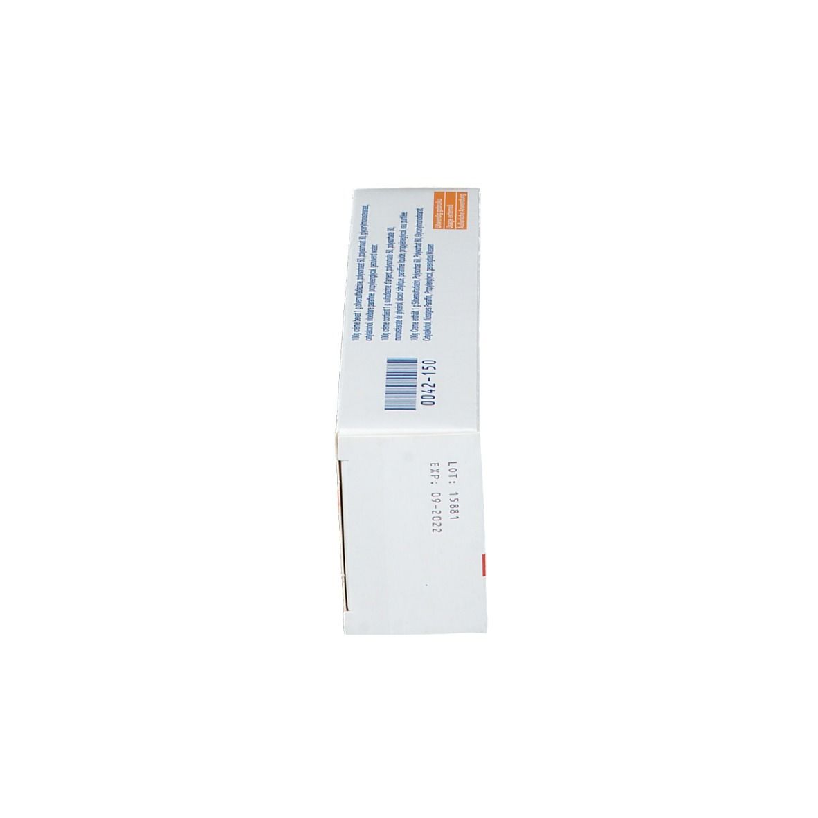 Flammazine doosje, zijaanzicht. Opschrift: lotnummer, vervaldatum 10-2024.