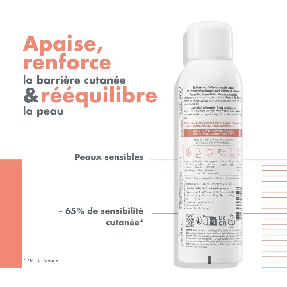 Dos du spray blanc. Texte en allemand, français, italien et néerlandais. Pictogrammes et ingrédients.