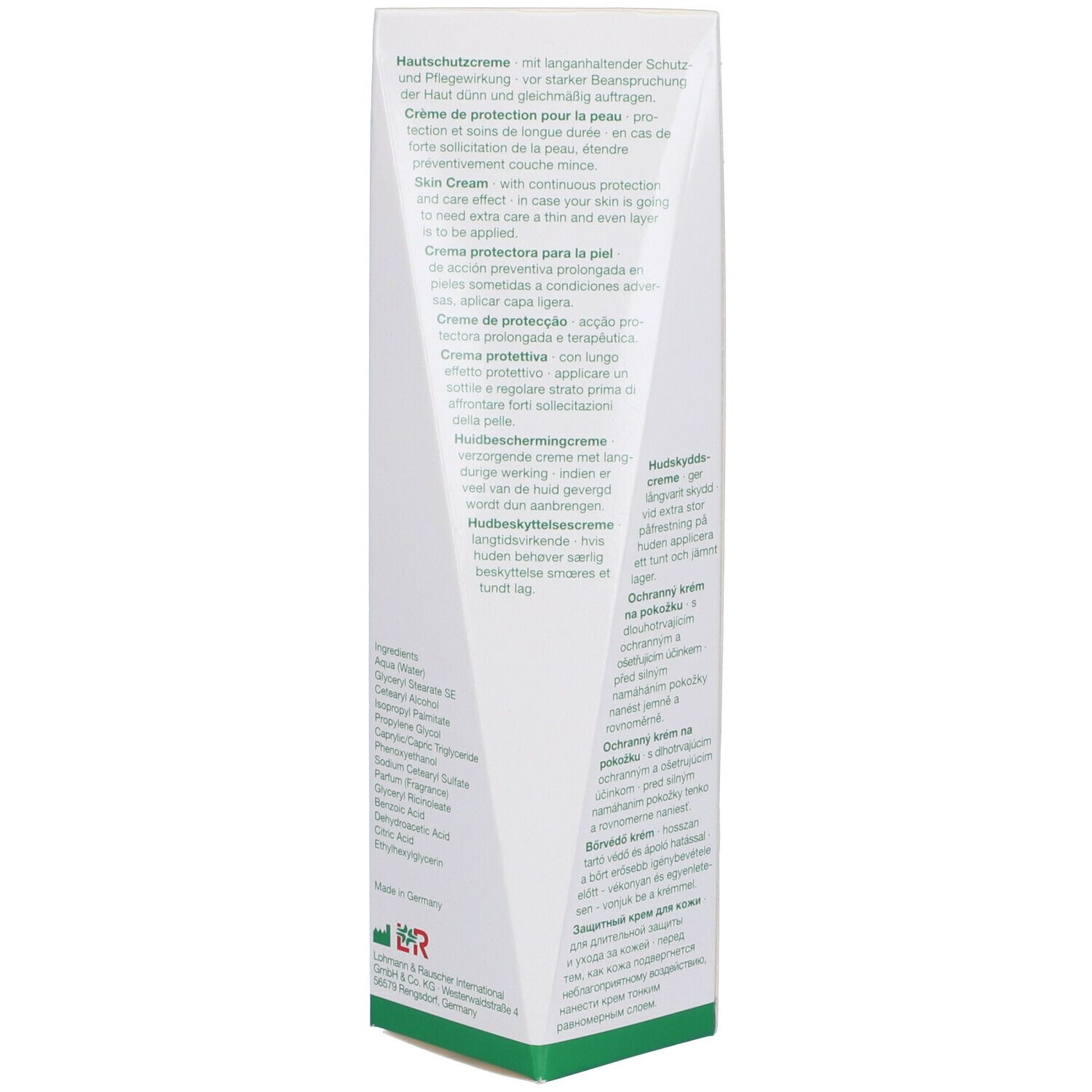 Emballage de Cellona® Crème. Texte multilingue. Contient des informations sur l'utilisation et les ingrédients.