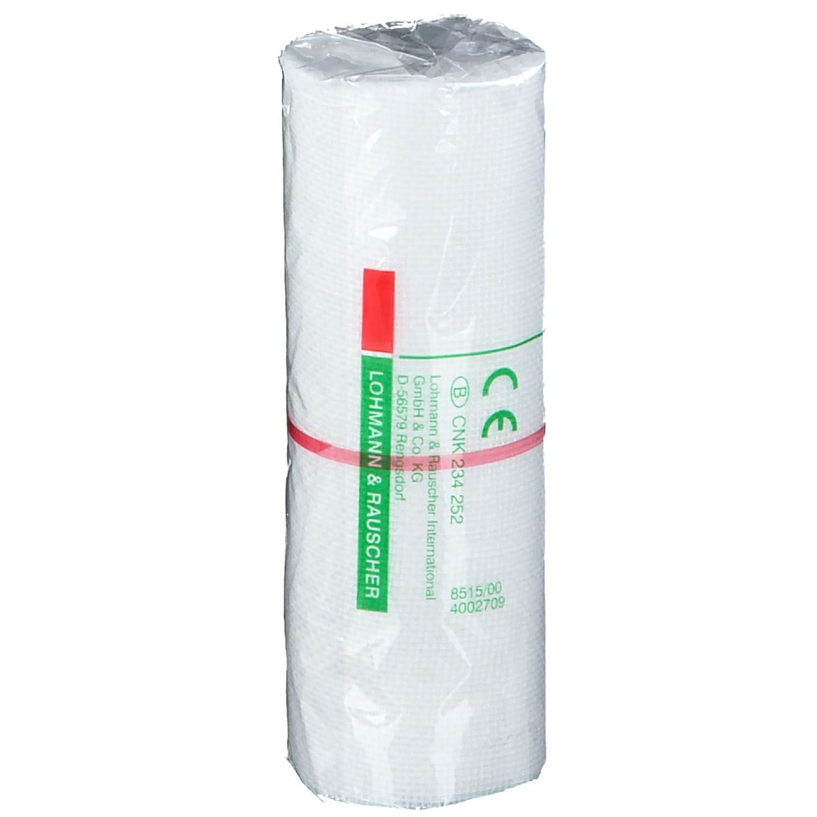 Rouleau de bandage sous film. Inscriptions : LOHMANN & RAUSCHER, marquage CE, Cambric L.