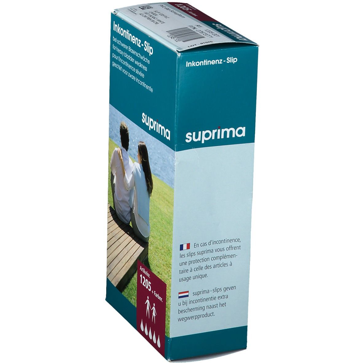 Boîte de slips d'incontinence Suprima. Référence 1205. Unisexe. Pour incontinence sévère.