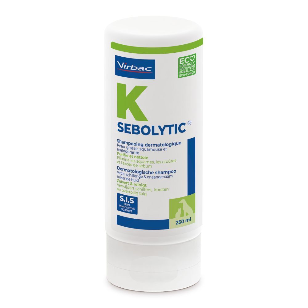 Virbac K Sebolytic® Shampoo gegen fettiges Fell bei Hunde und Katzen 250