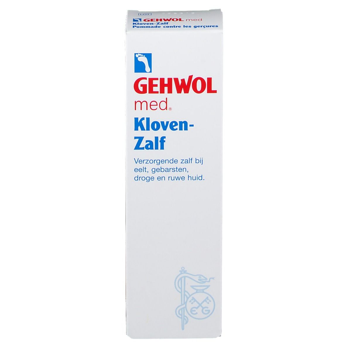 Produktverpackung. Text in Deutsch und Niederländisch. Weißer Hintergrund. Produktname und Logo.