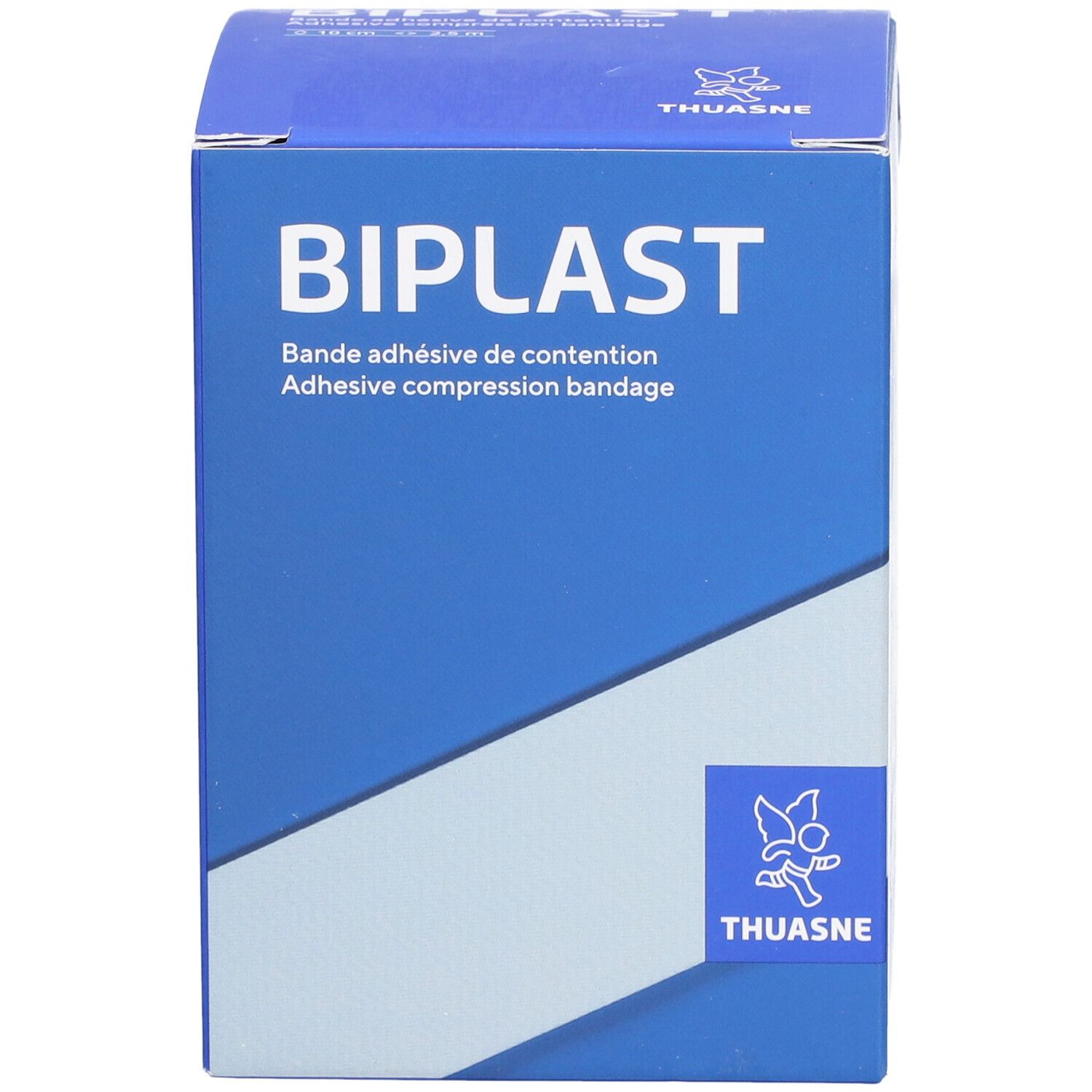 Boîte bleue avec BIOPLAST. Bande adhésive de contention. Logo THUASNE.