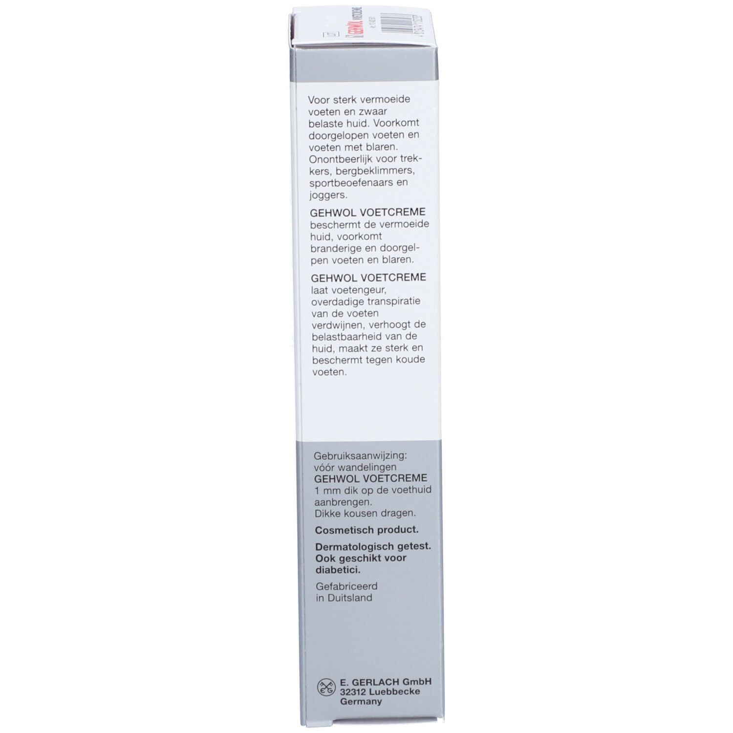 Rückseite der Schachtel. Text in mehreren Sprachen. Enthält Produktinformationen und Herstellerangaben.