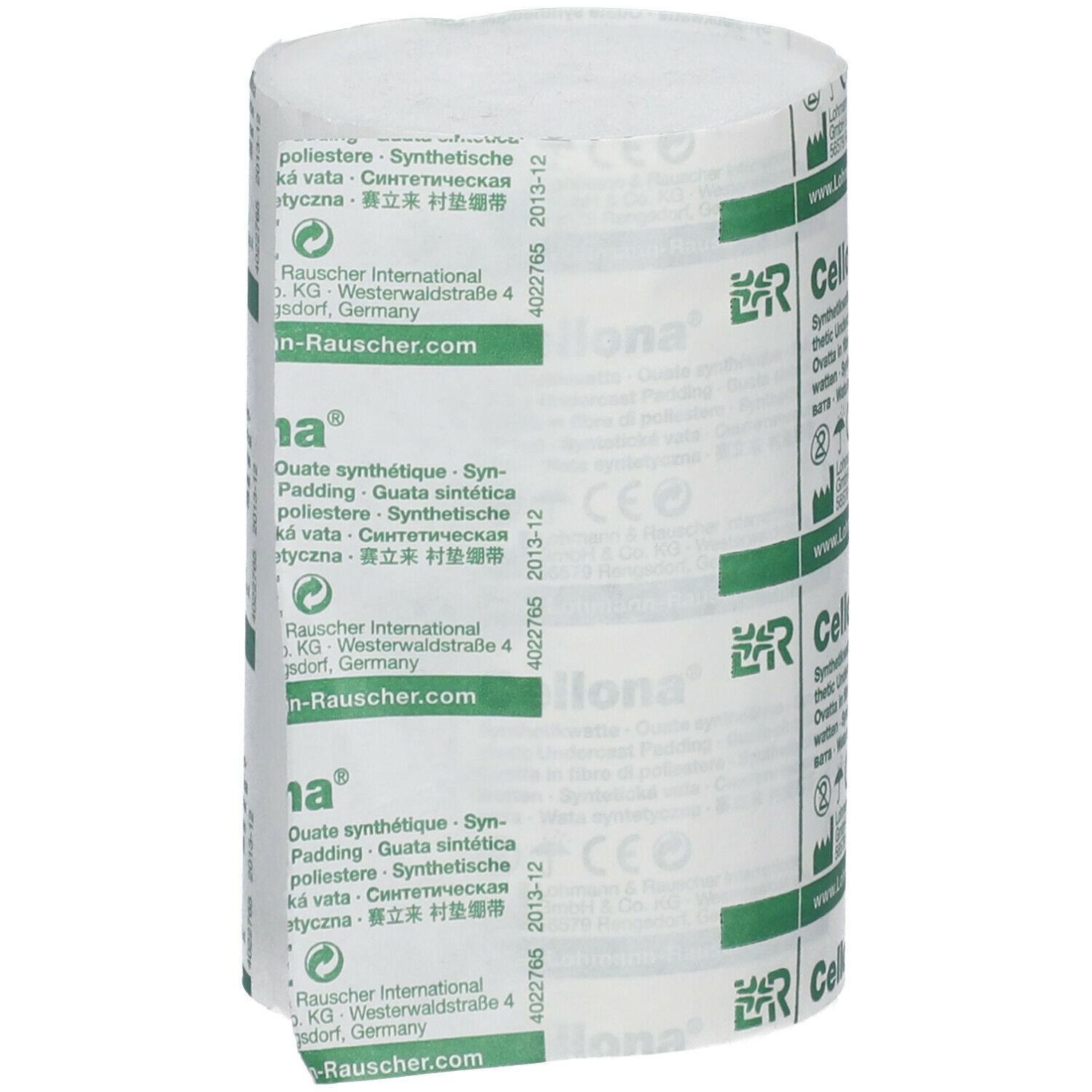 Rouleau de ouate synthétique Cellona. Blanc avec texte vert. Logo du fabricant et nom du produit visibles.