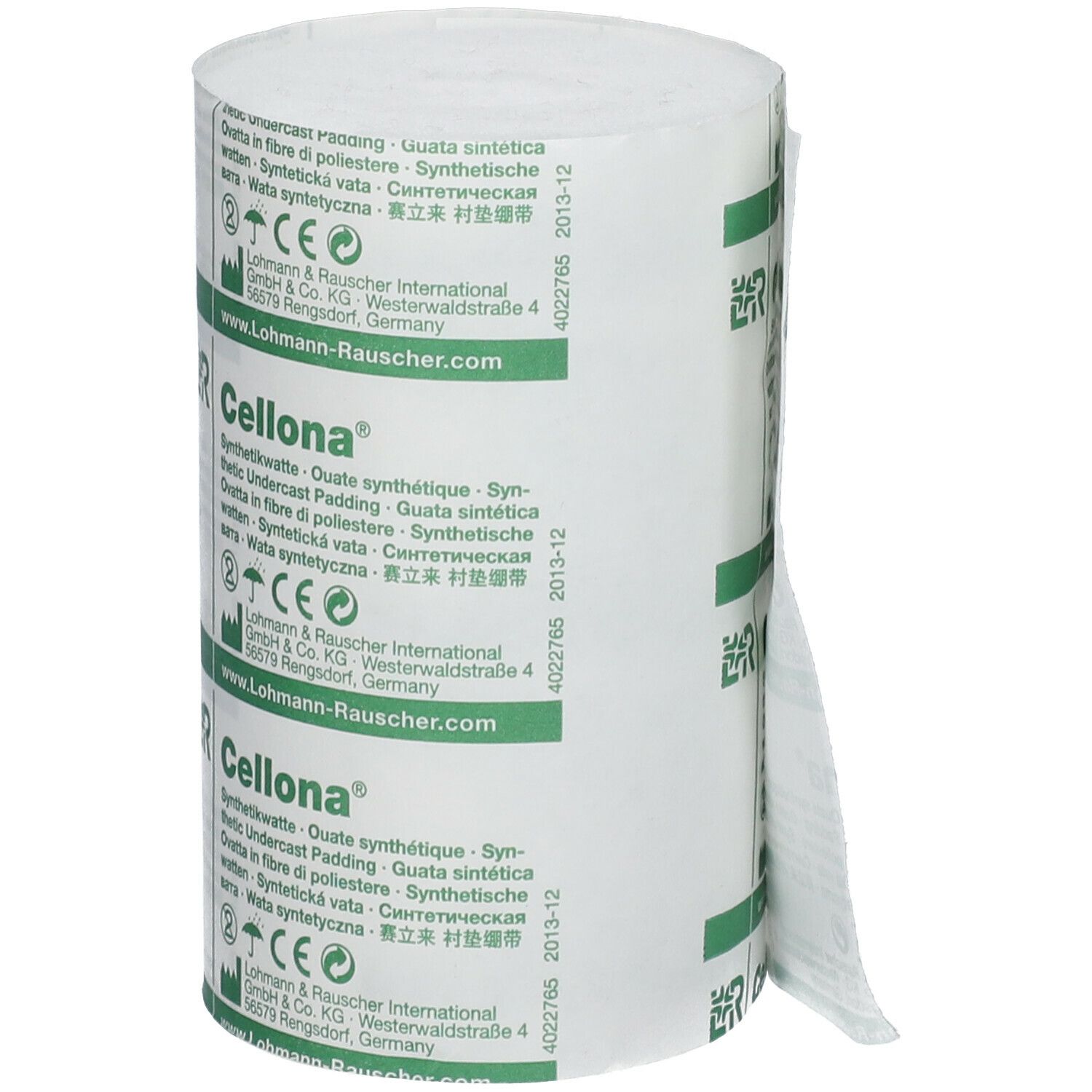 Rouleau de ouate synthétique Cellona. Blanc avec texte vert. Logo du fabricant et nom du produit visibles.
