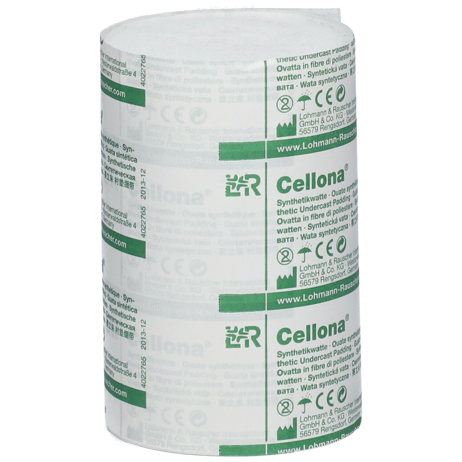 Rouleau de ouate synthétique Cellona. Blanc avec texte vert. Logo du fabricant et nom du produit visibles.