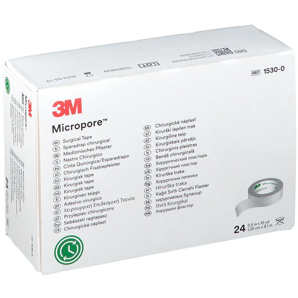 3M™ Micropore™ Sparadrap Chirurgical 1,25 cm x 9,1 m