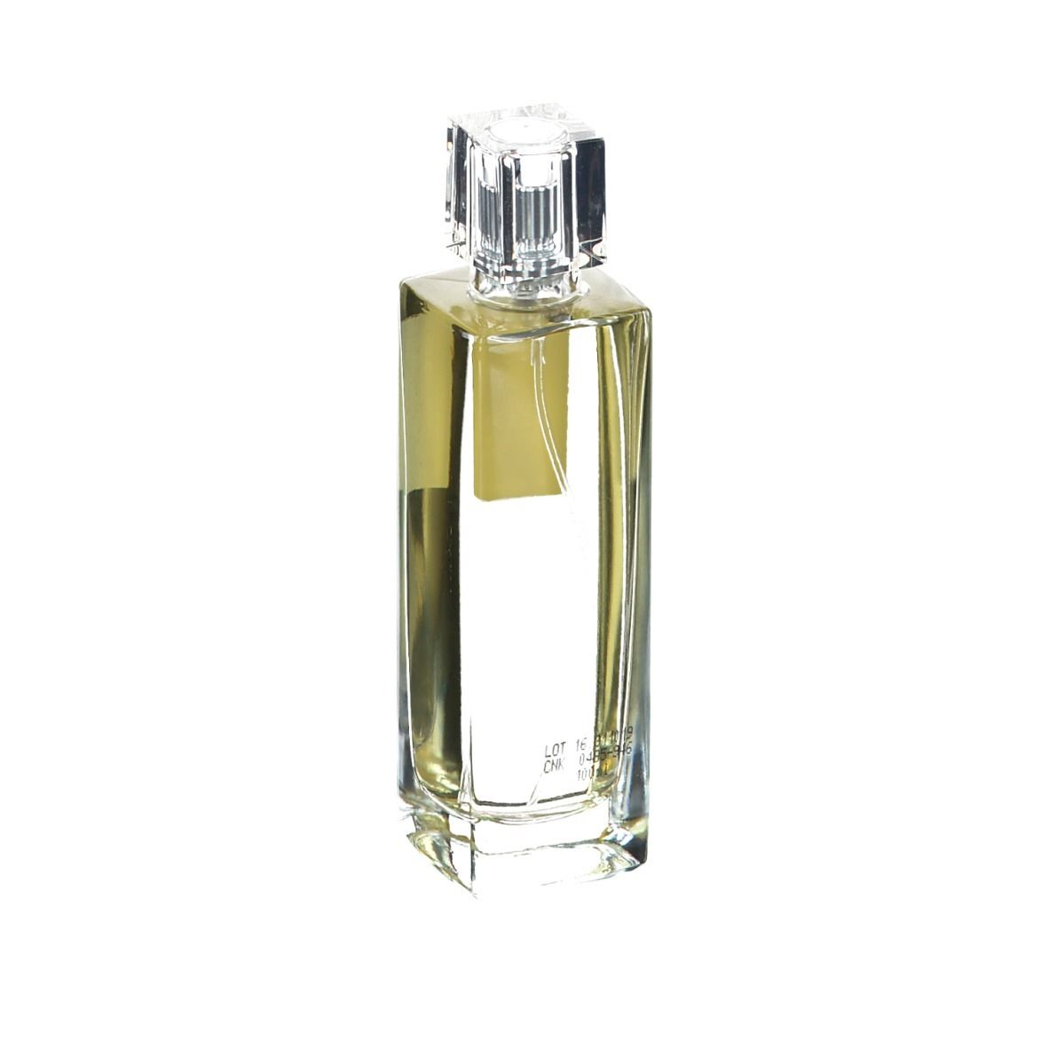 Rechteckige Flasche mit transparentem Verschluss. Auf dem Etikett steht "2000 eau de toilette 85%".