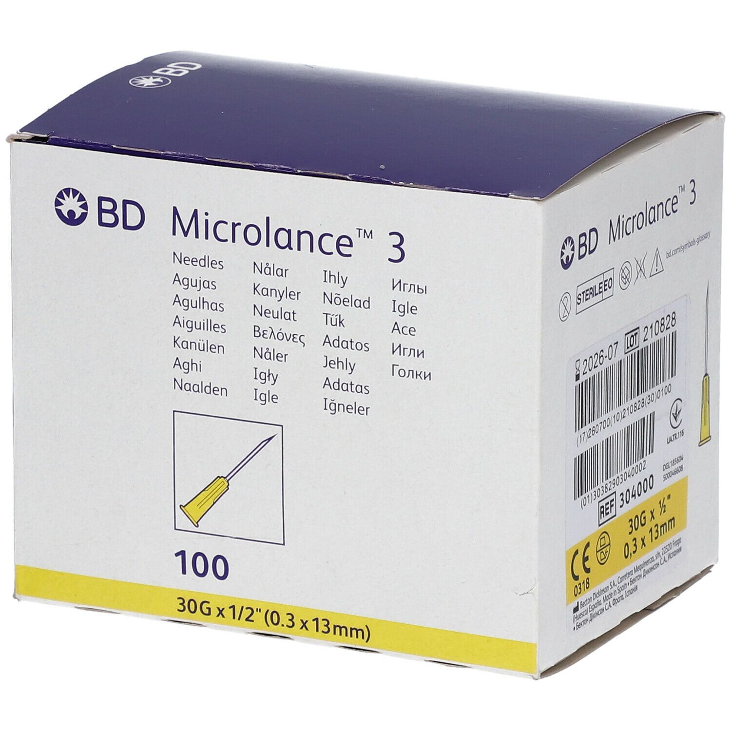 BD Microlance™ 3 Aiguille 30G 1/2 0.30 mm x 13 mm Jaune
