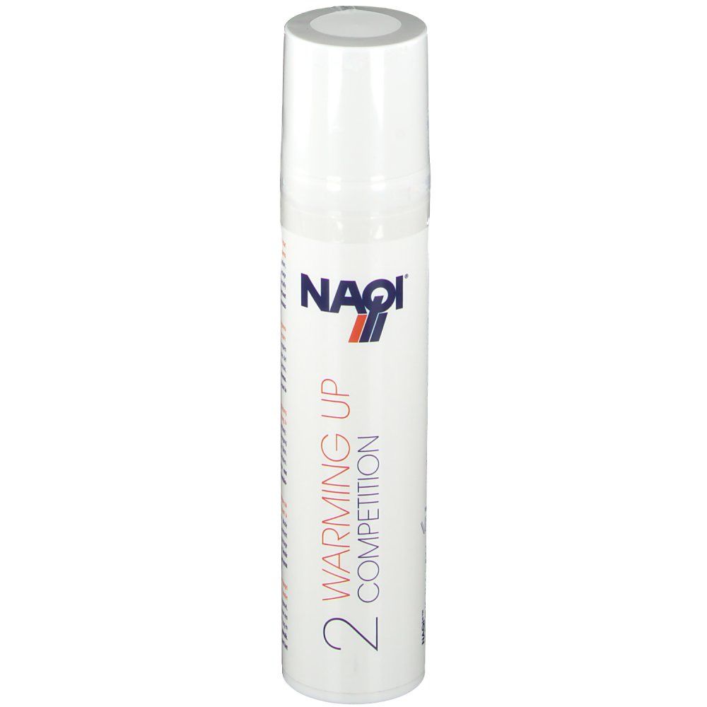 Produit blanc avec logo NAQI et texte "Warming Up Competition 2".