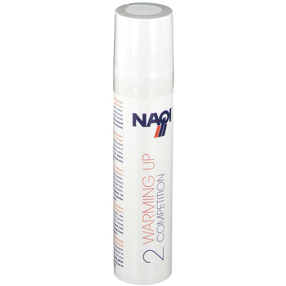 Produit blanc avec logo NAQI et texte "Warming Up Competition 2".