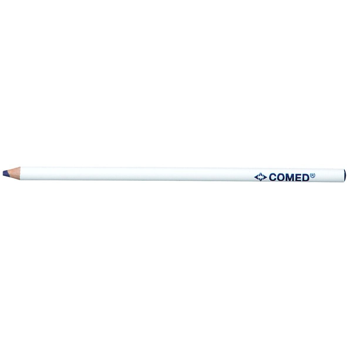 Crayon bleu avec corps blanc. Impression COMED. Produit médical.