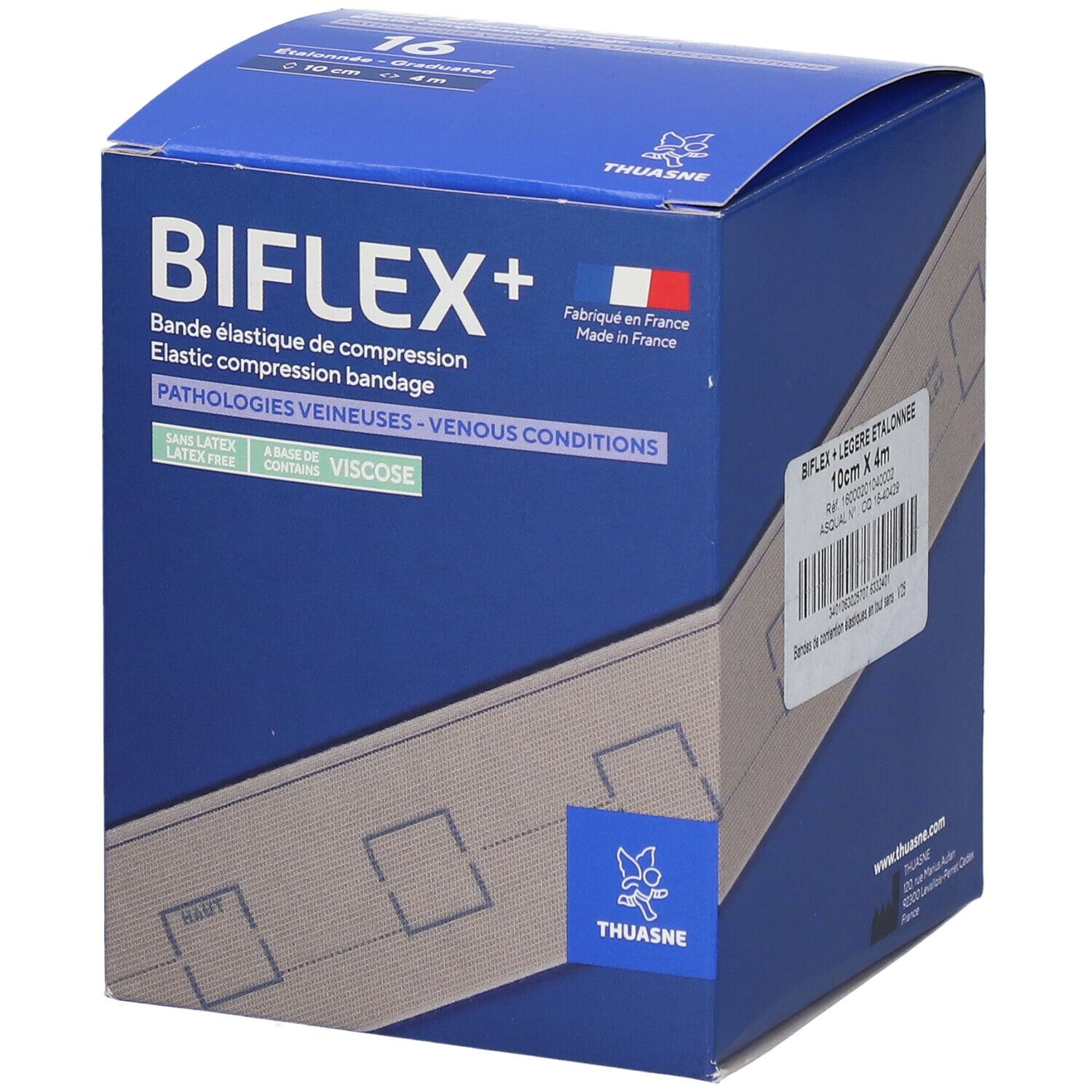 Boîte de bandage de compression BIFLEX+. Beige, 10 cm x 4 m. Contient de la viscose. Sans latex.