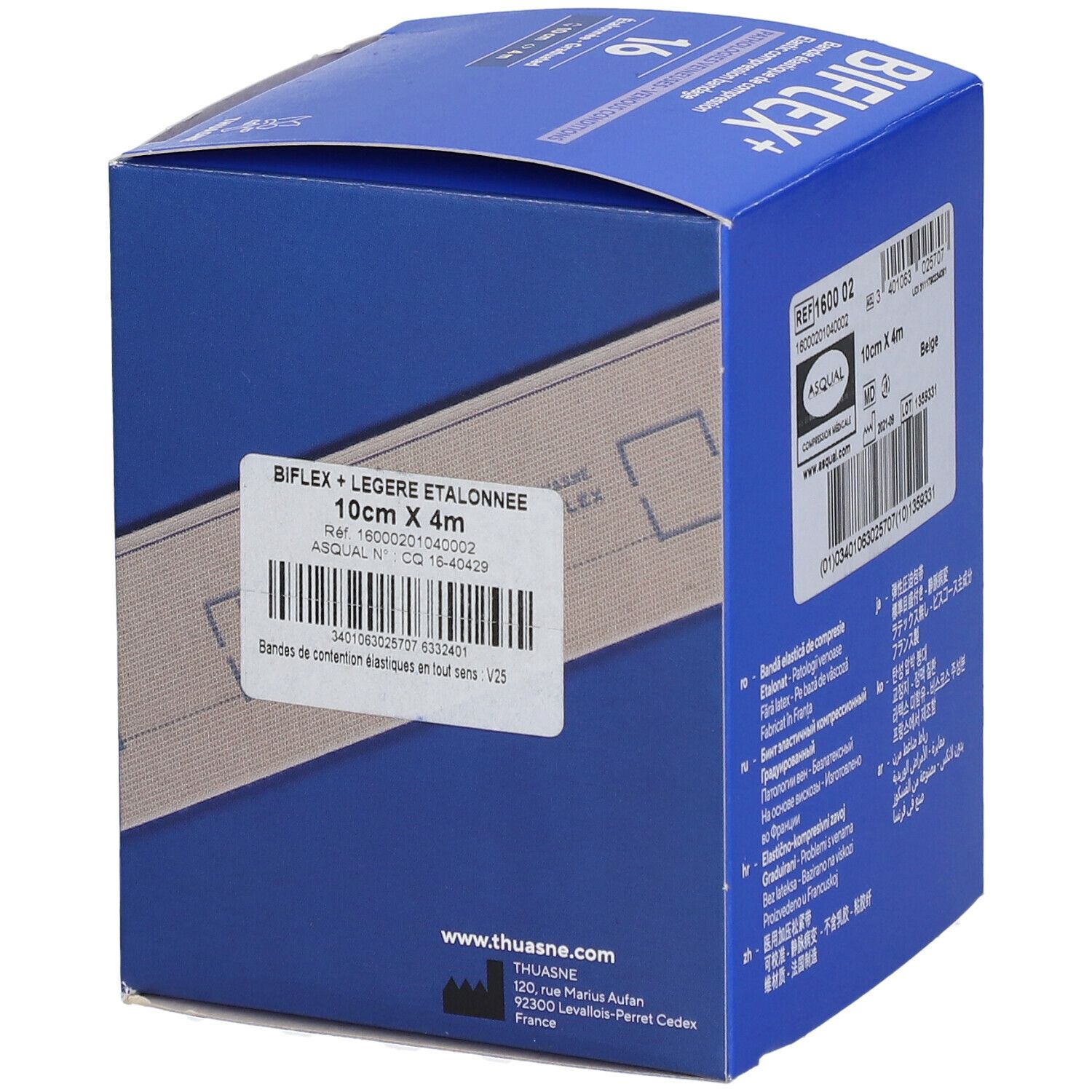 Boîte de bandage compressif BIFLEX+. Beige, 10 cm x 4 m. Marque : Asqual.