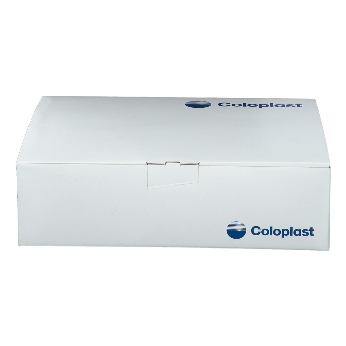 Boîte blanche avec logo Coloplast. La boîte est fermée.