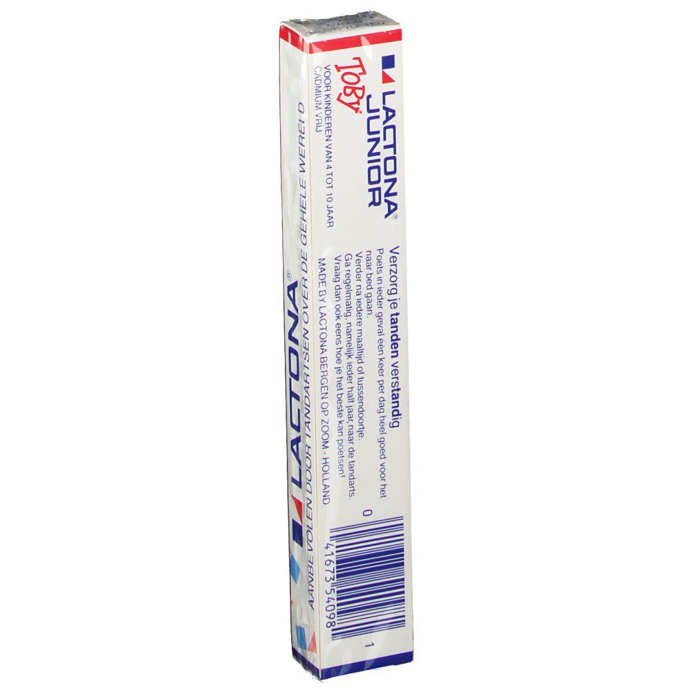 Emballage de la brosse à dents. Dos avec texte et code-barres. Logo et nom du produit.