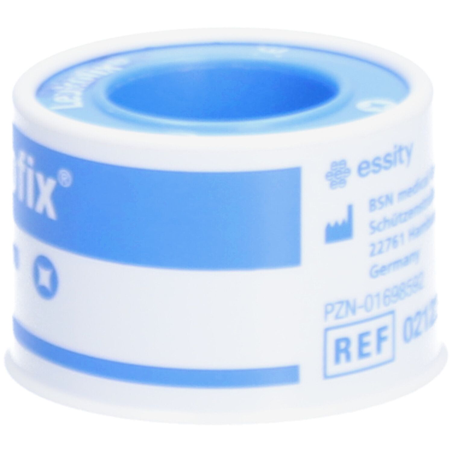 Rouleau de sparadrap. Emballage avec logo et informations du fabricant.