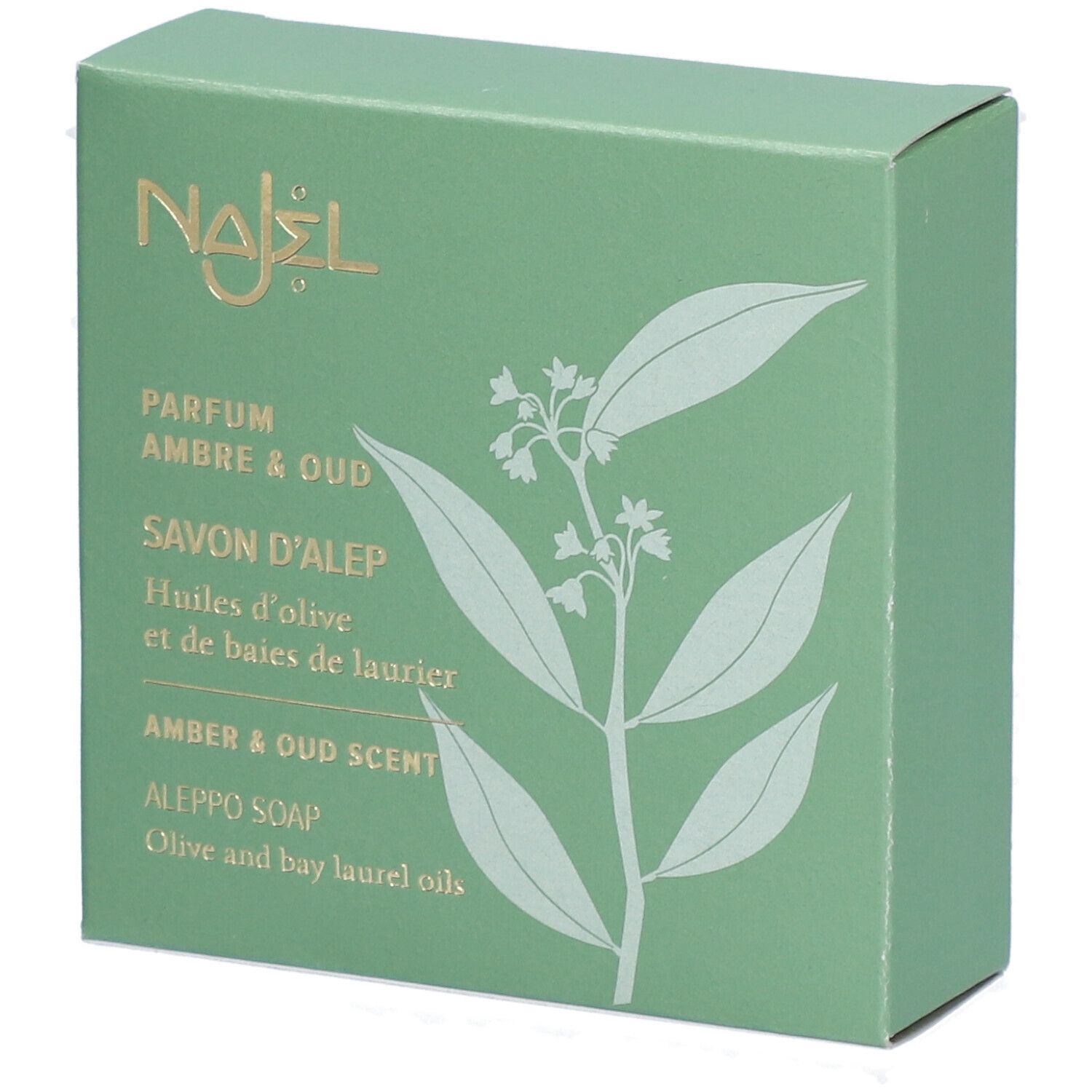 Najel Savon D'Alep Huile D'Olive Baies De Laurier Parfum Ambre Et Oud Visage/Corps/Cheveux Bio