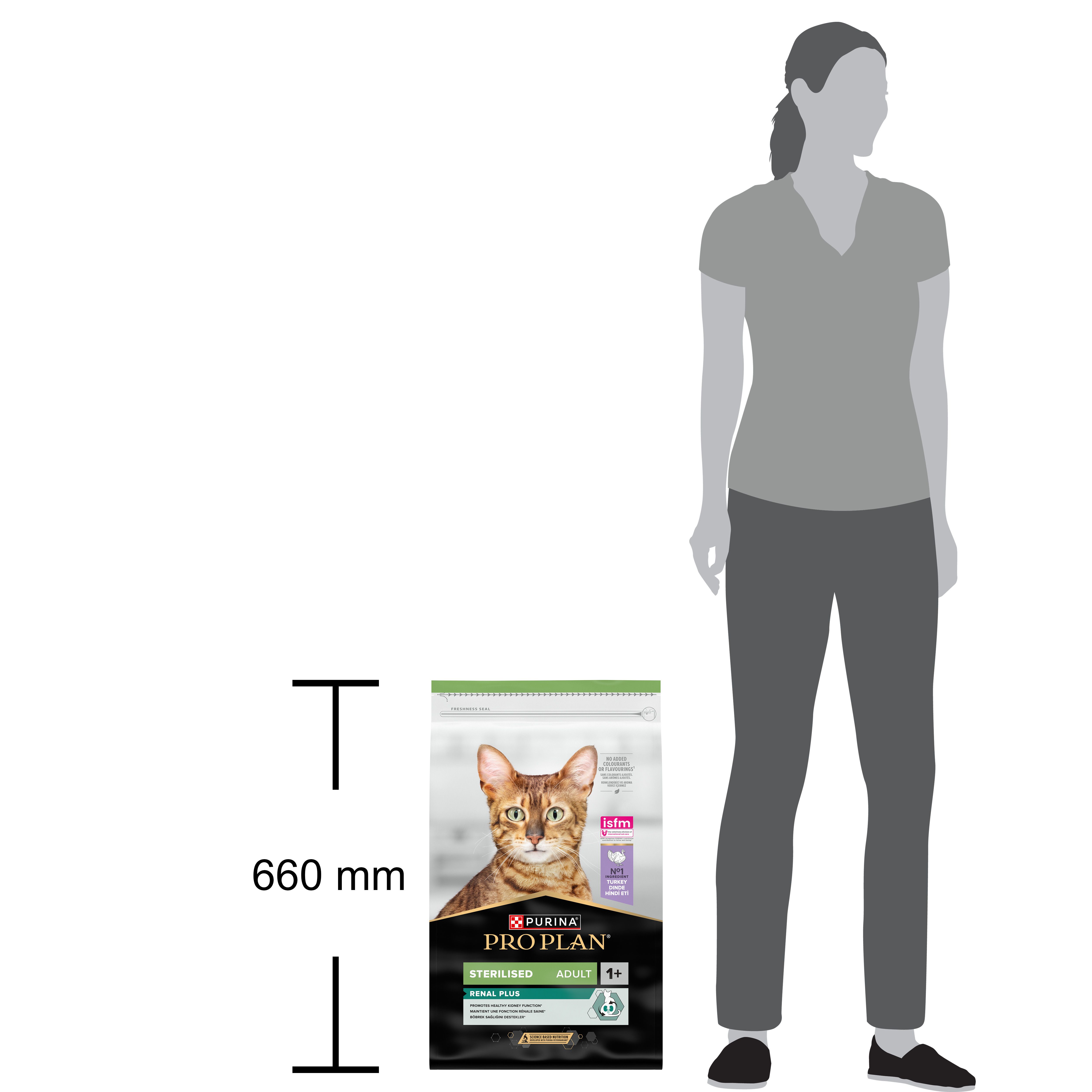 Pro Plan Sterilised Adult kattenvoer met kip, 660 mm hoog.