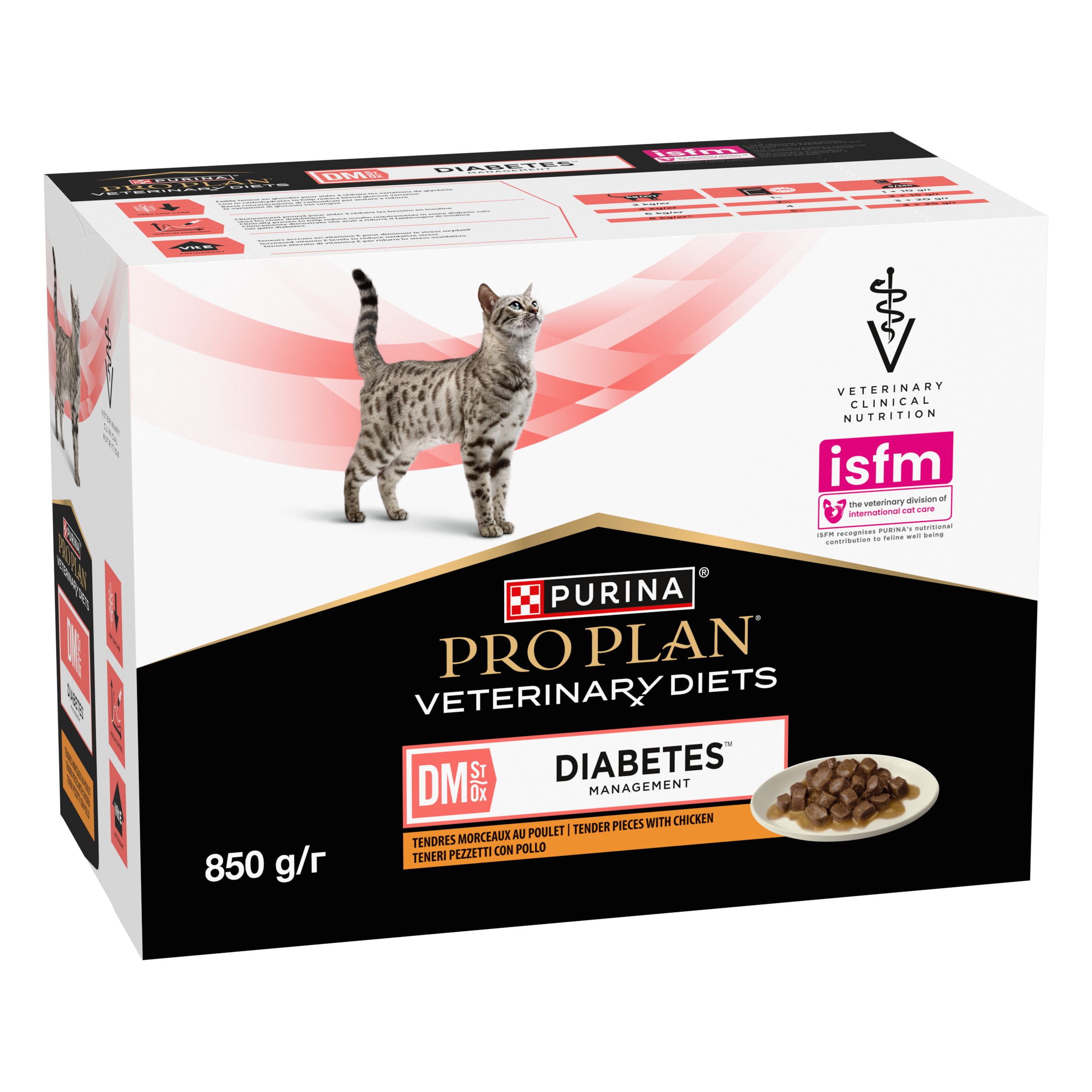 Purina Pro Plan Veterinary Diets DM Diabetes Management kattenvoer, 850 g.