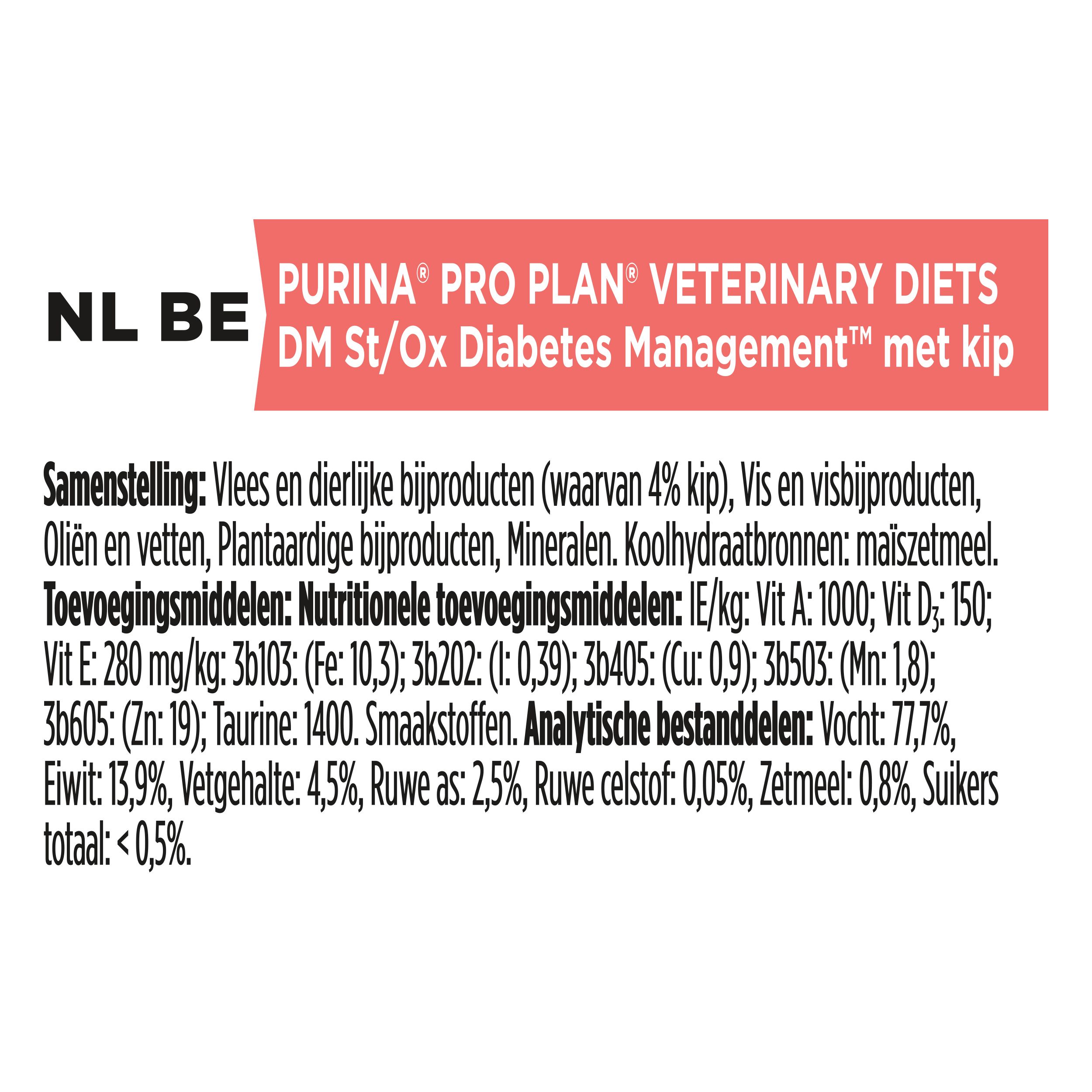 Twee verpakkingen Purina Pro Plan Veterinary Diets DM St/Ox Diabetes Management.