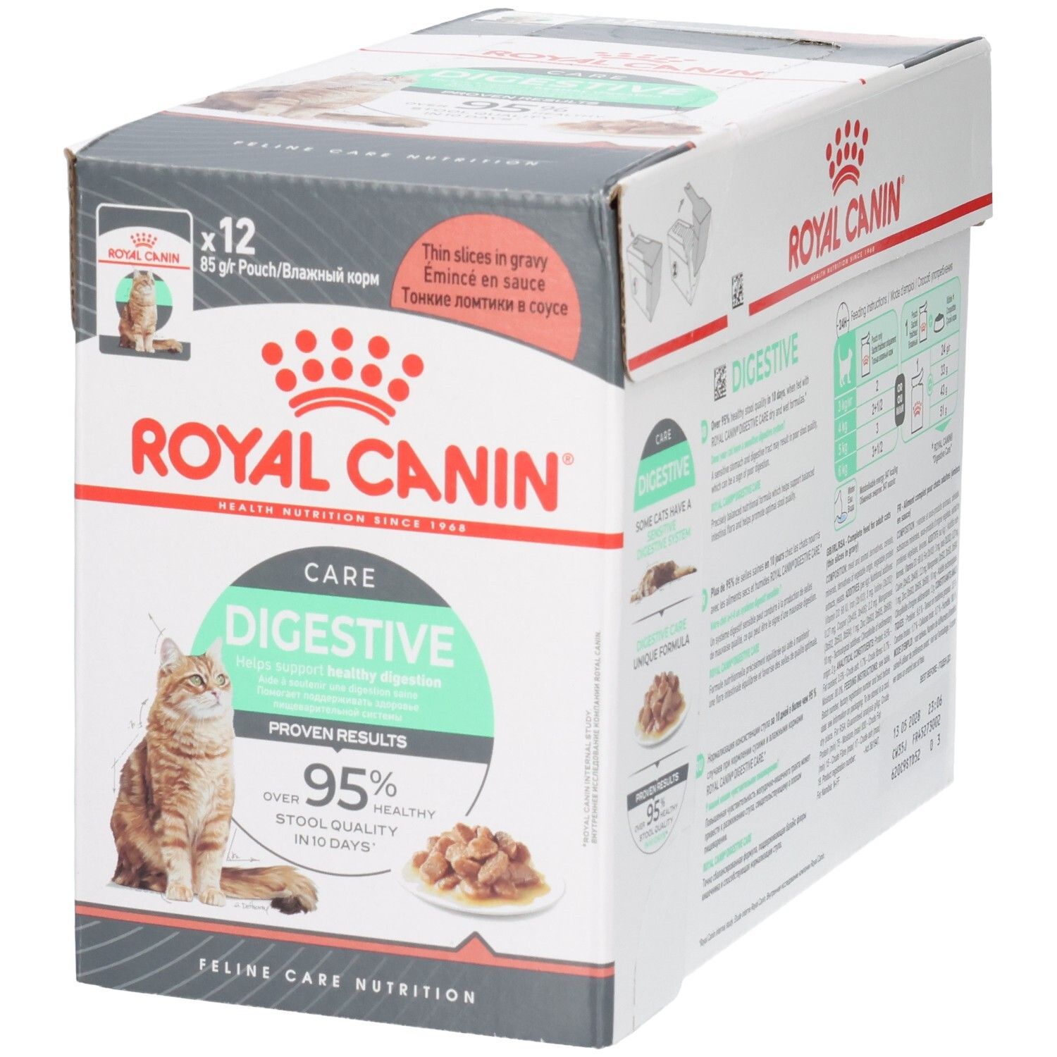 Royal Canin Feline Digestive Care Multipack: 12 x 85g Beutel in Soße für Katzen.