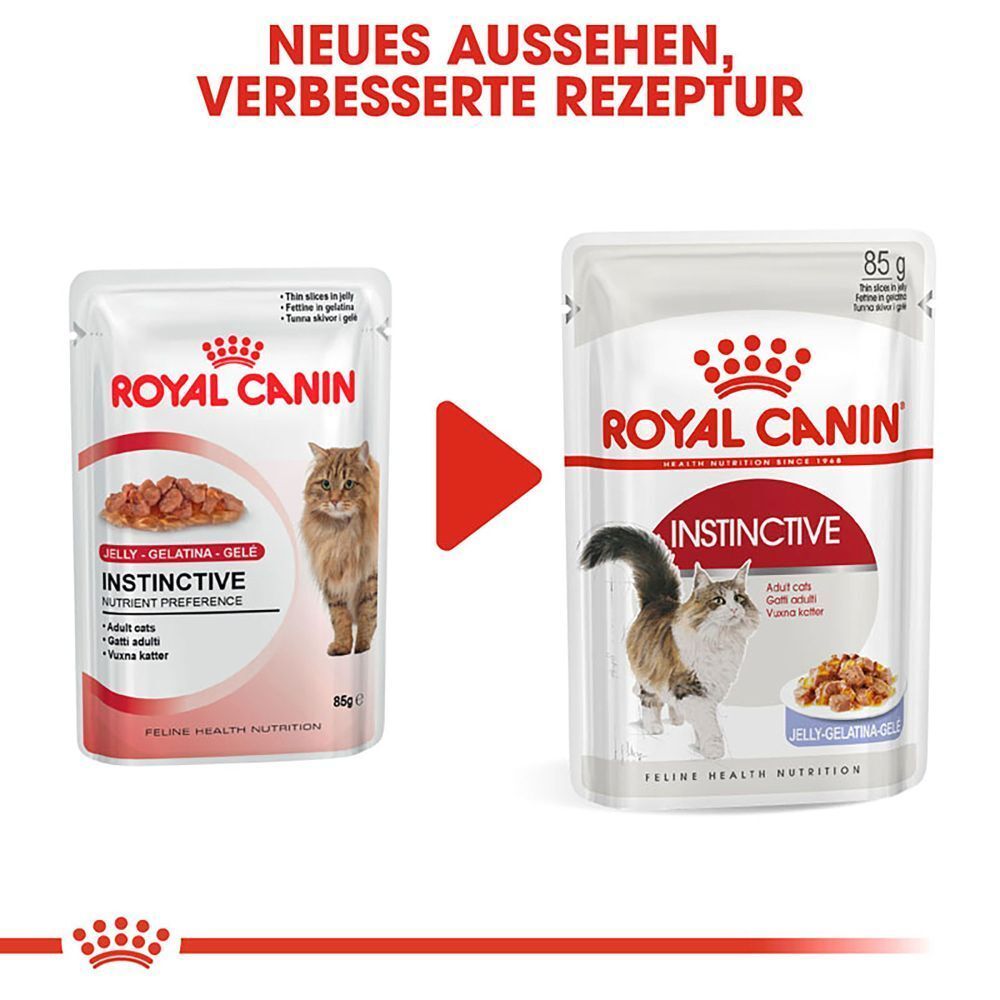 Zwei Royal Canin Beutel für Katzenfutter, links das alte Design, rechts das neue.