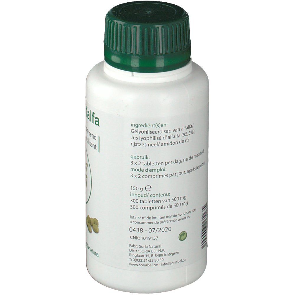 Dos de la bouteille blanche. Texte avec ingrédients et dosage. Contient 150g. Date de péremption et informations fabricant.