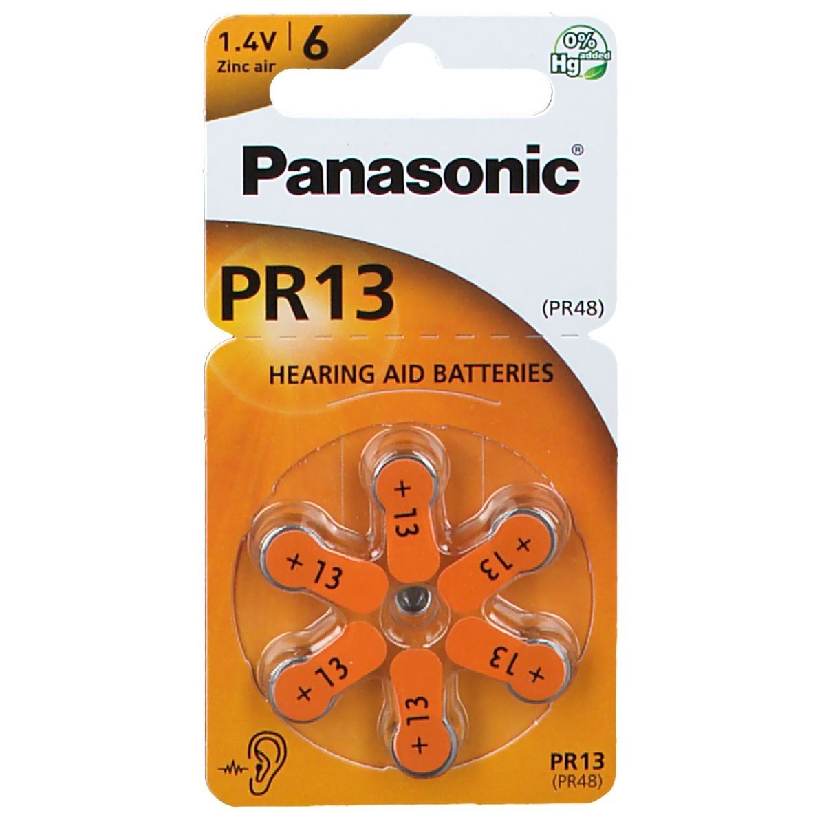 Panasonic® Zinc AIR Piles Pr13 pour les aides auditives