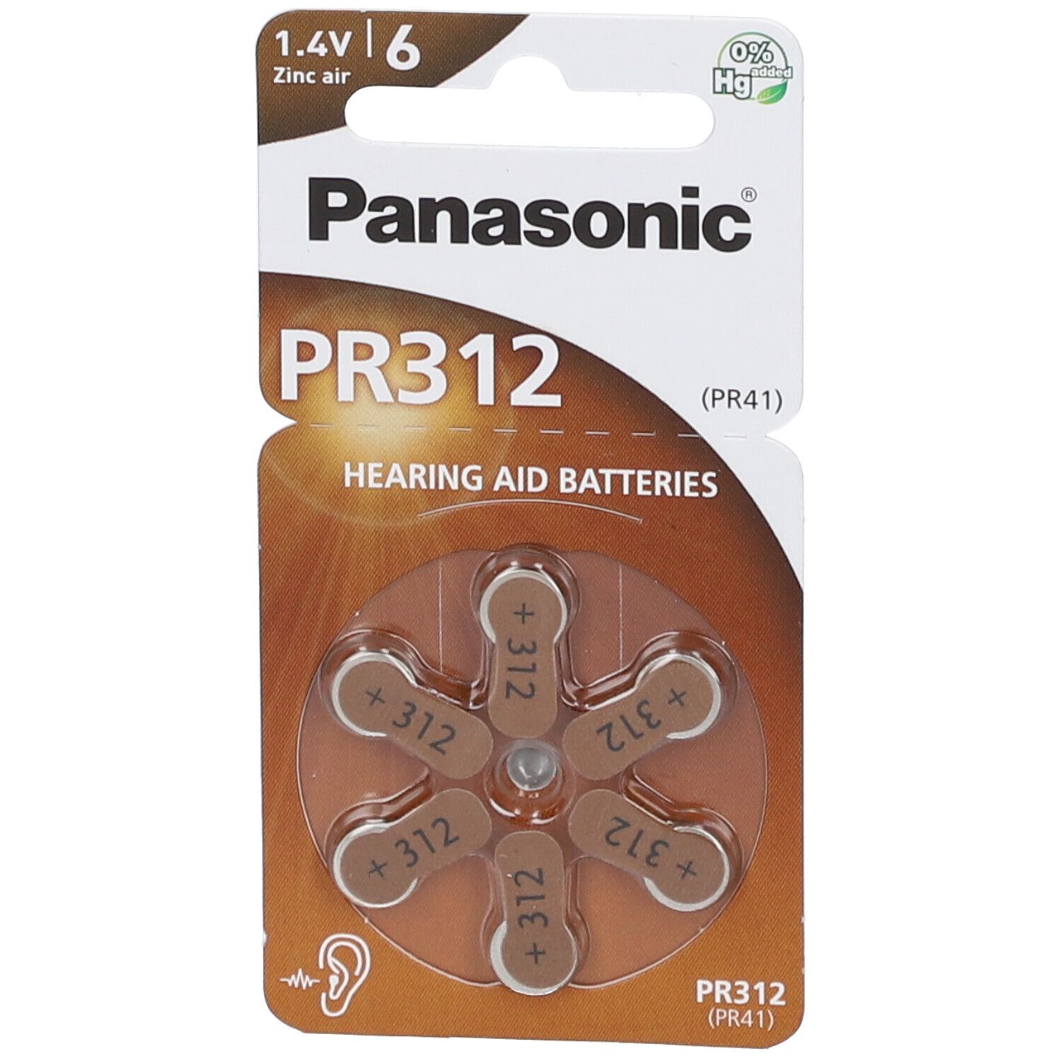 Panasonic® Zinc Air Piles PR 312H 1,4V Brun