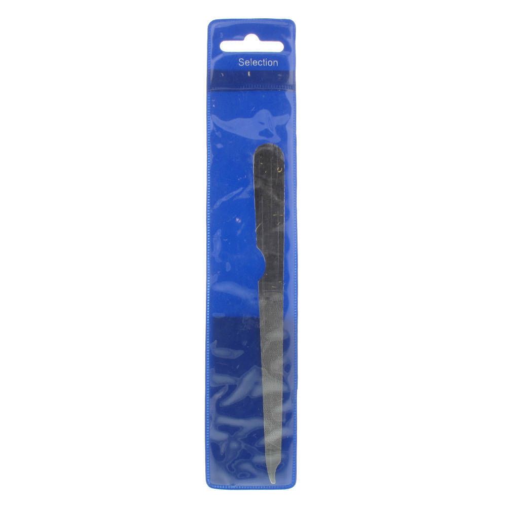 Lime en métal noir dans un emballage plastique bleu. "Selection" est écrit en haut.